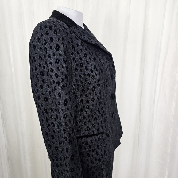 Vintage Rickie Freeman for Teri Jon Saks gray black leopard print wool skirt set - Picture 7 of 12